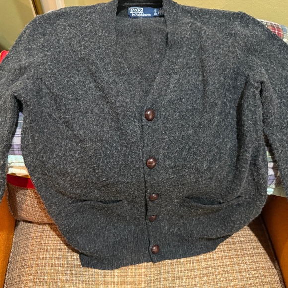 Ralph Lauren Suede-Patch Wool-Cashmere Cardigan - Picture 3 of 3